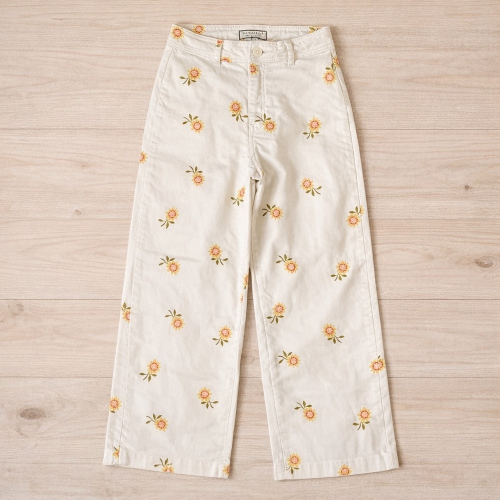 Bagatelle White Floral Straight-Leg Pants – Size 2 – Spring/Summer